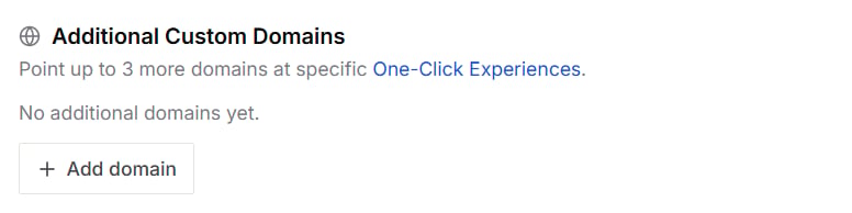 The Additional Custom Domains block in Domain Settings, with the Add domain button