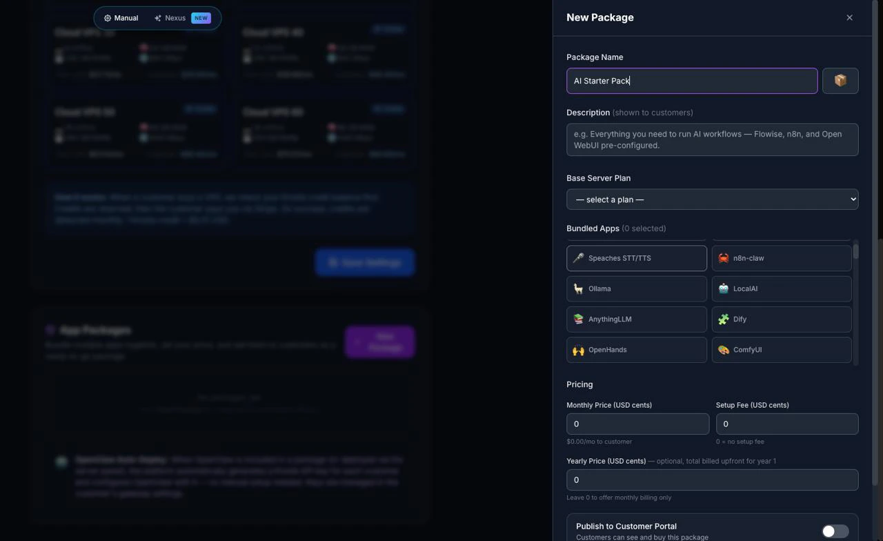 App Packages section — New Package button, package list, OpenClaw Auto-Deploy callout