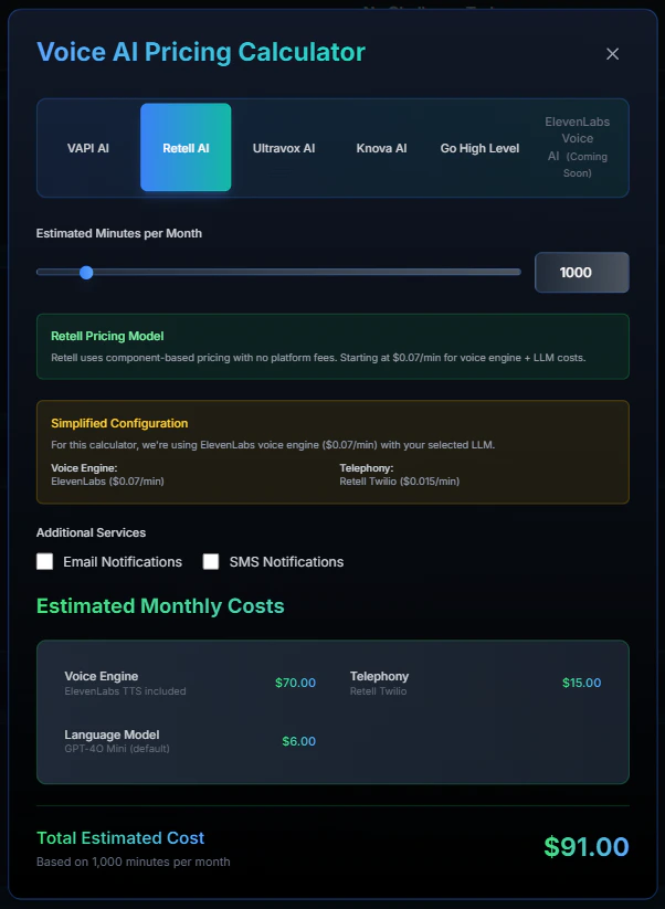 Pricing Calculator - Retell