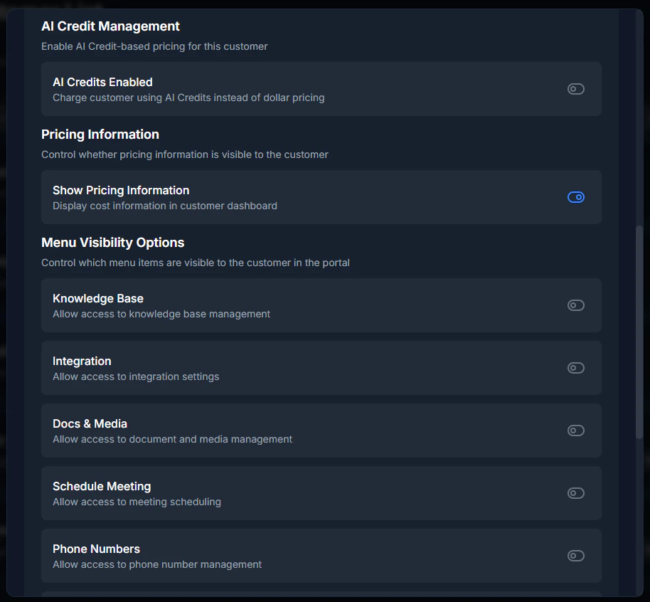 Enable AI Credits Toggle