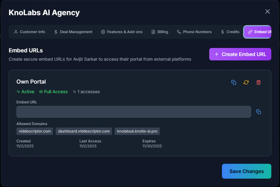 Embed Token Management