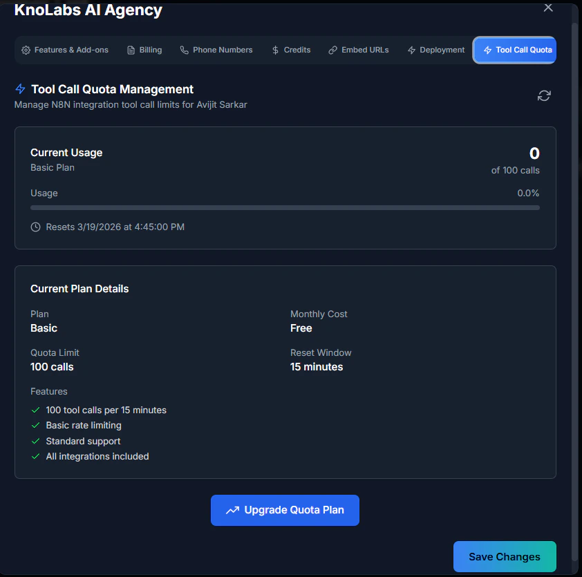 Tool Call Quota Tiers