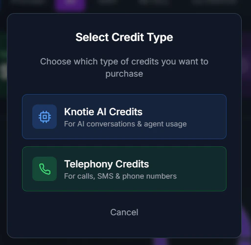 Quick Buy Credits Modal