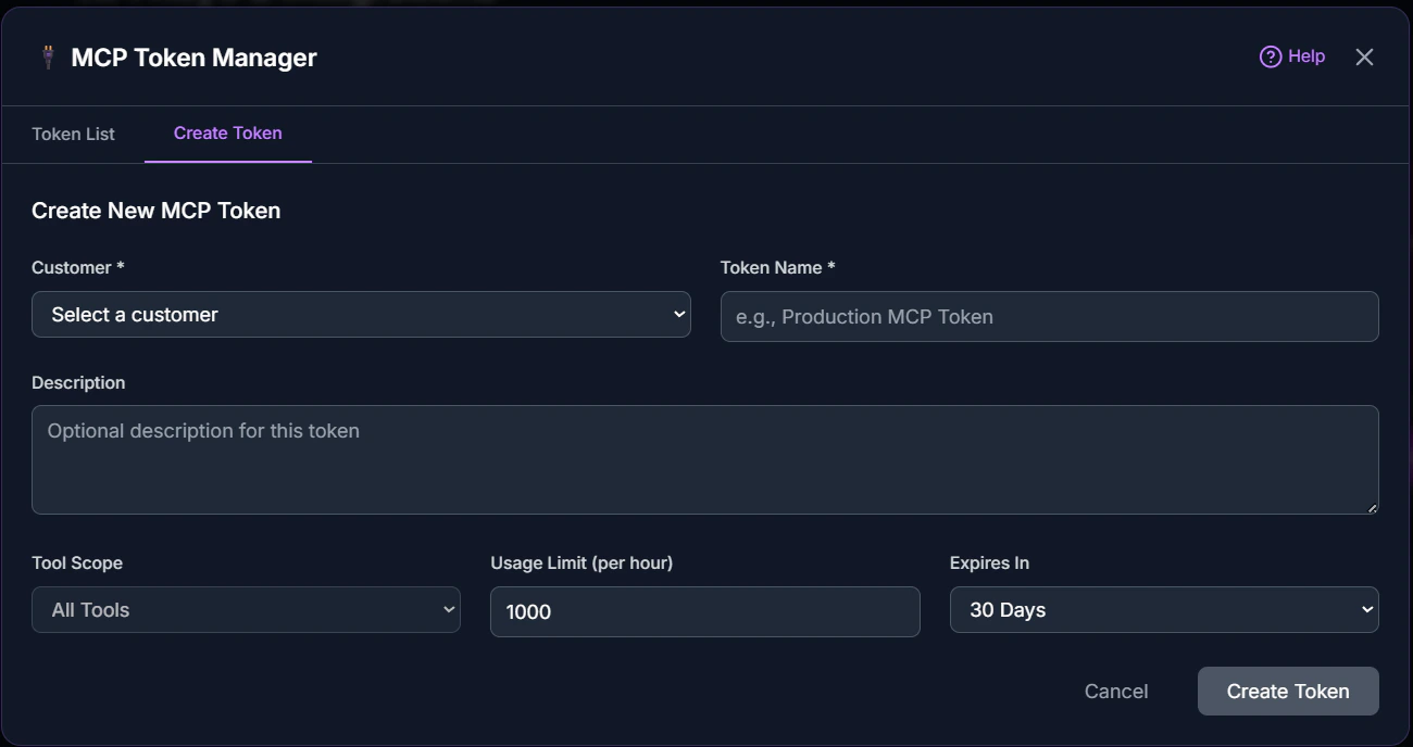 Create MCP Token Modal