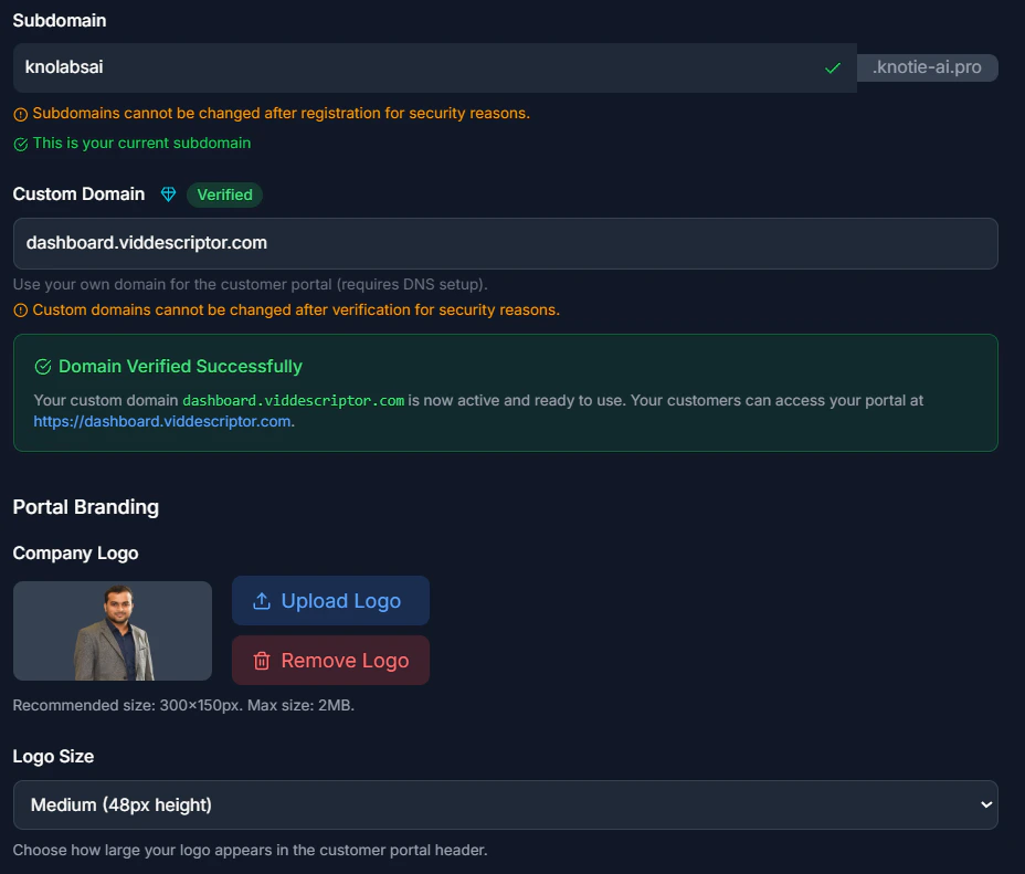 White Label Portal Setup - Complete View