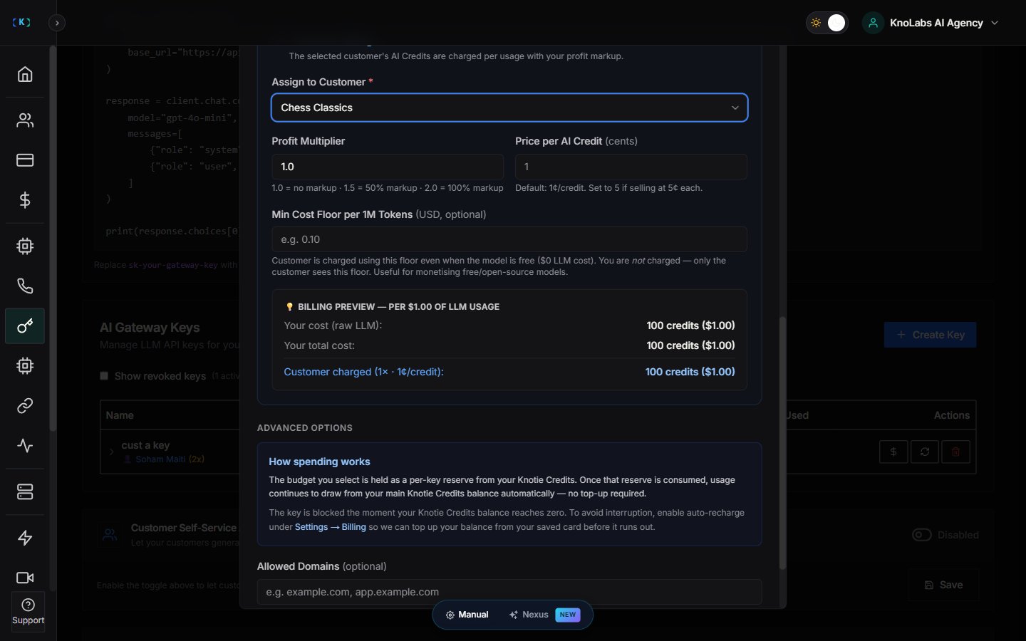 Partner AI Gateway customer billing