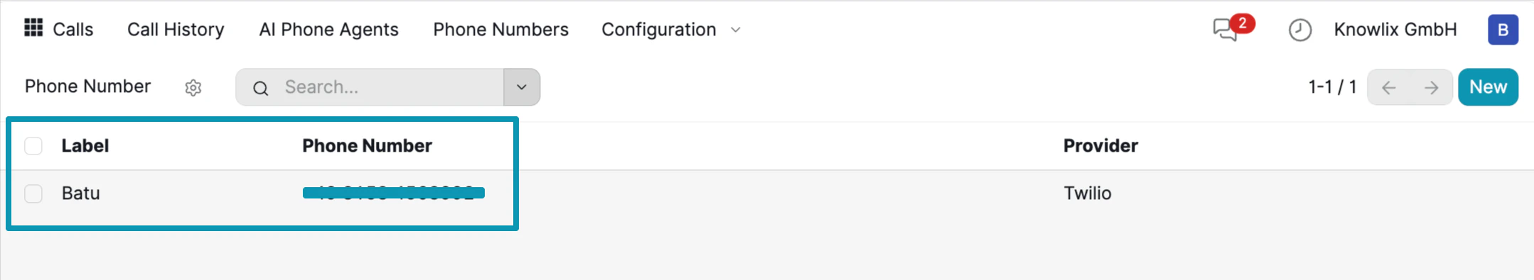Phone Number Dashboard
