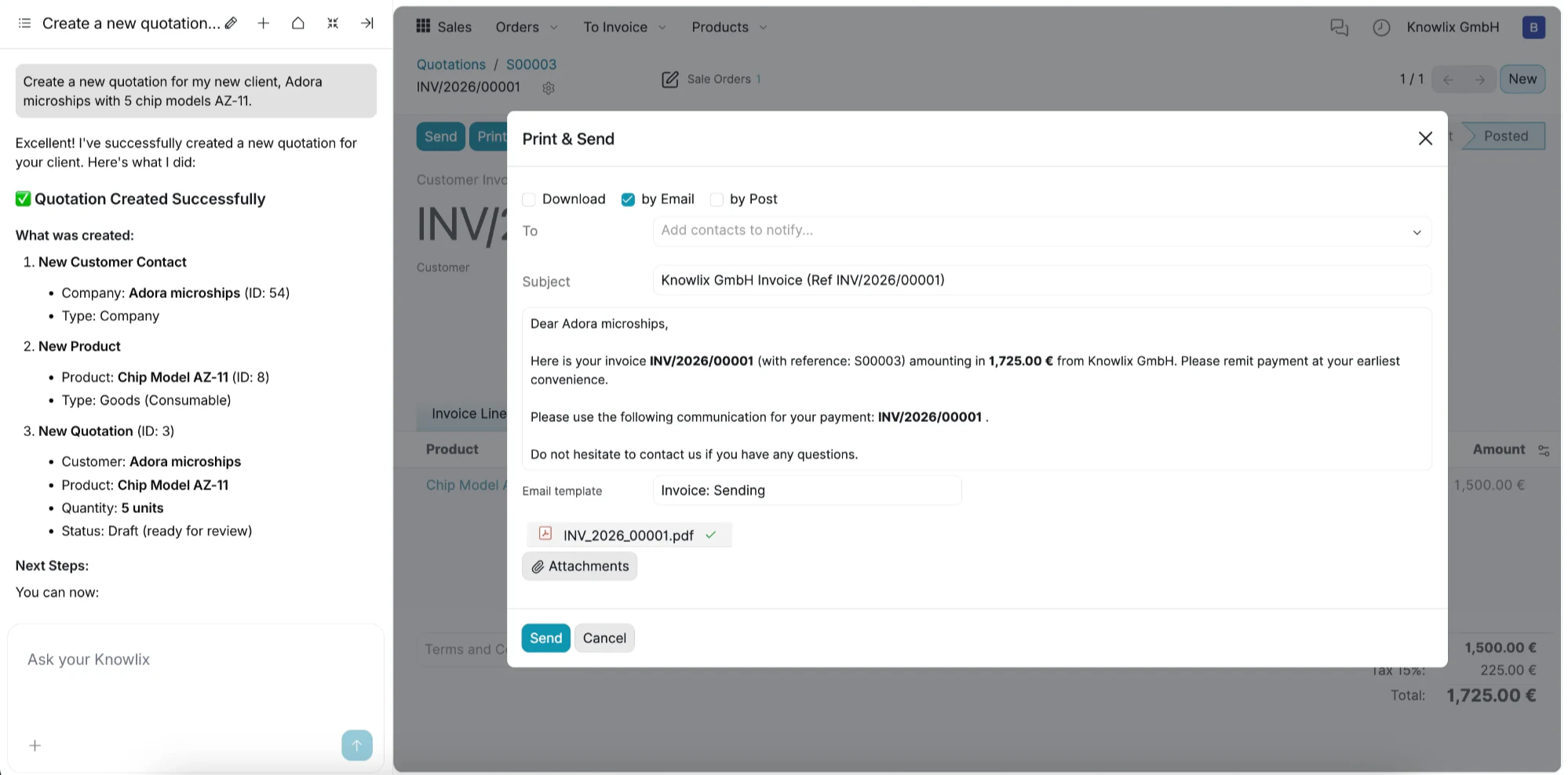 Print and Send Invoice