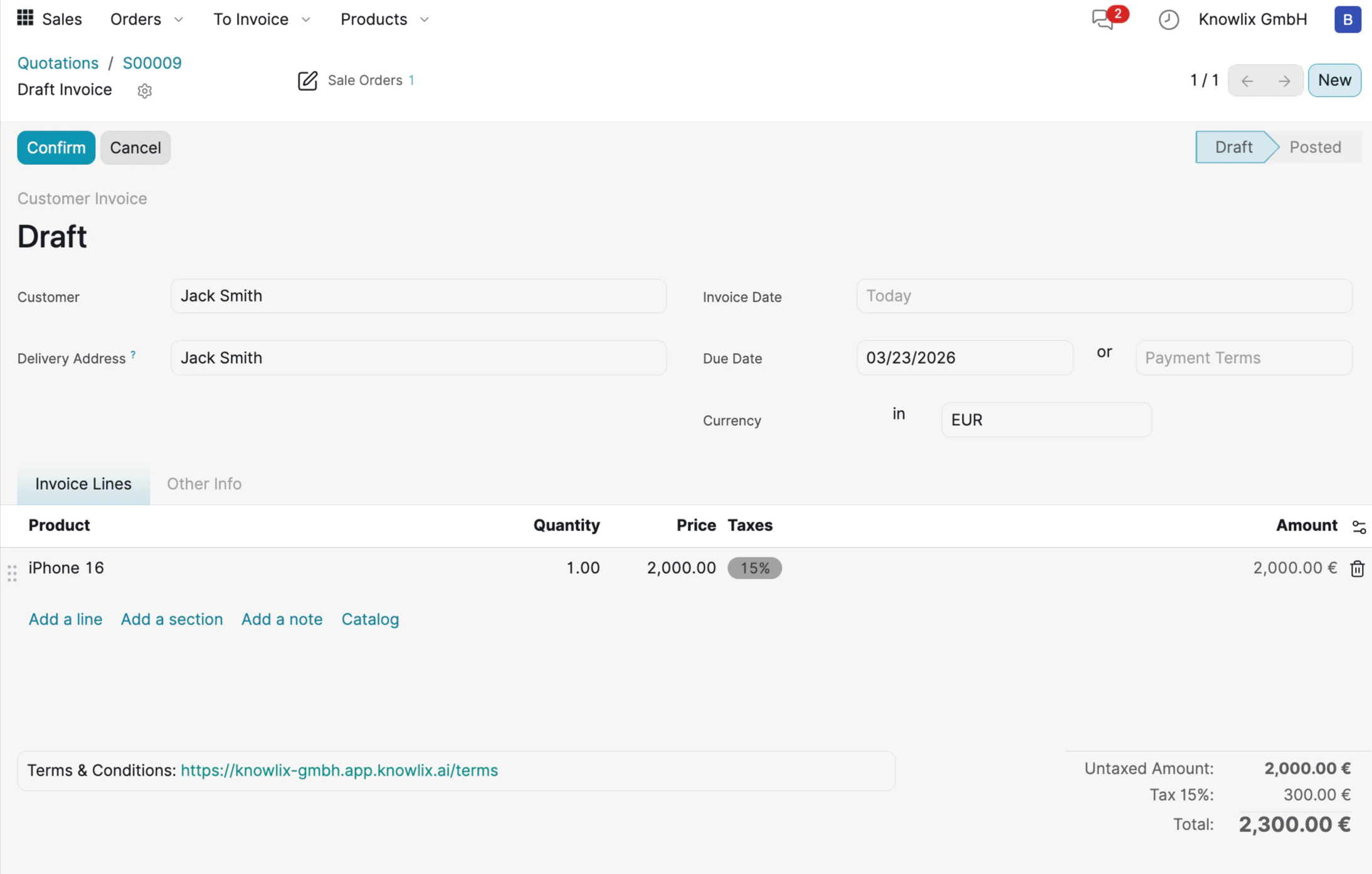 Draft Invoice Detail