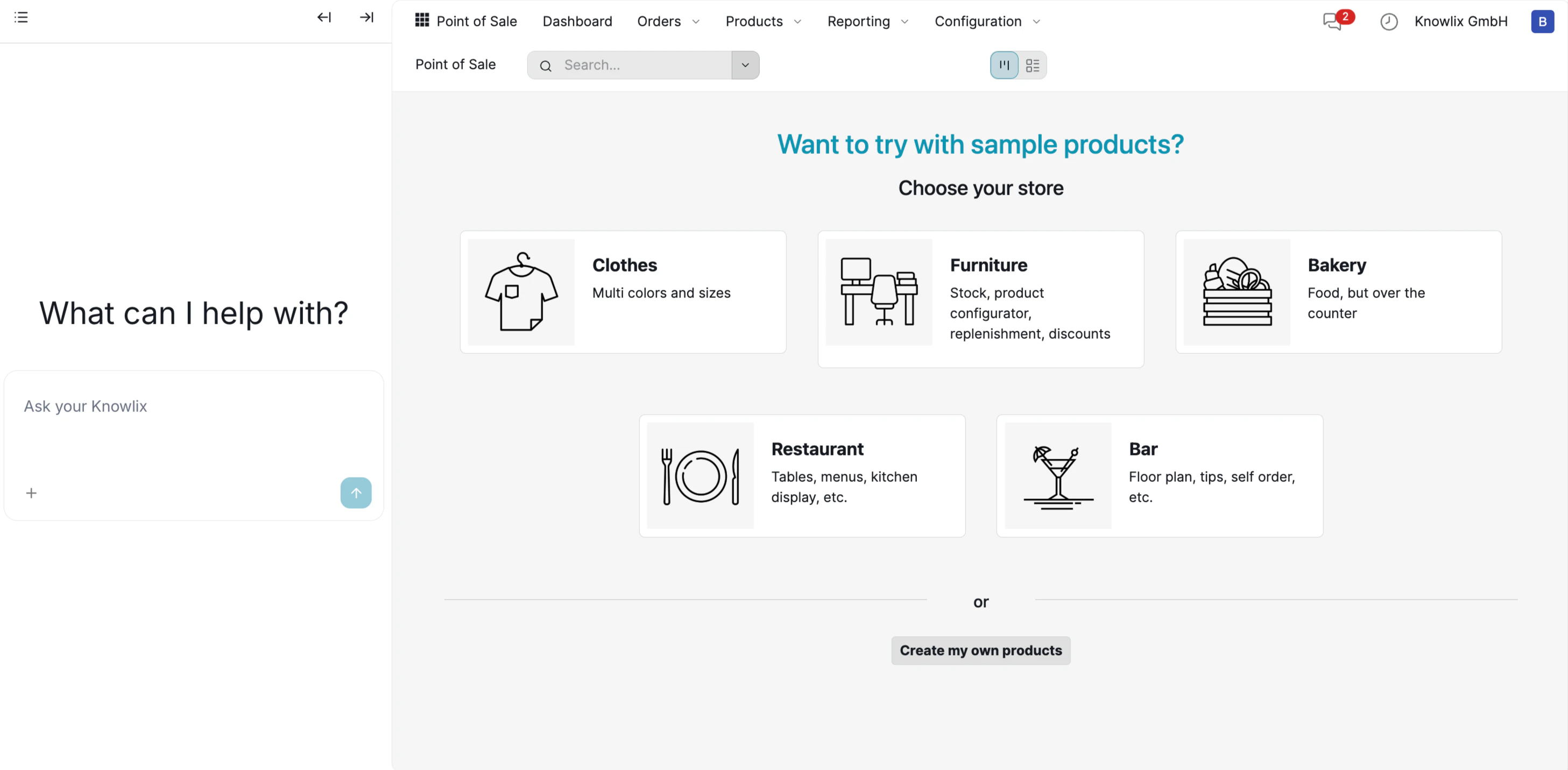 POS store type selection