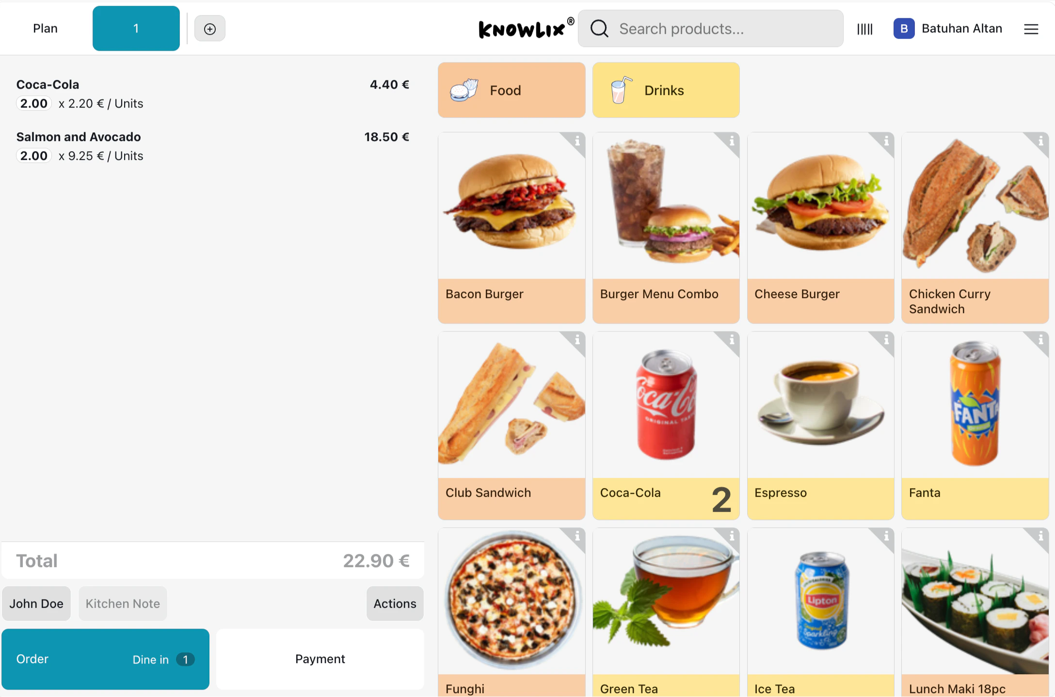 POS main sales interface