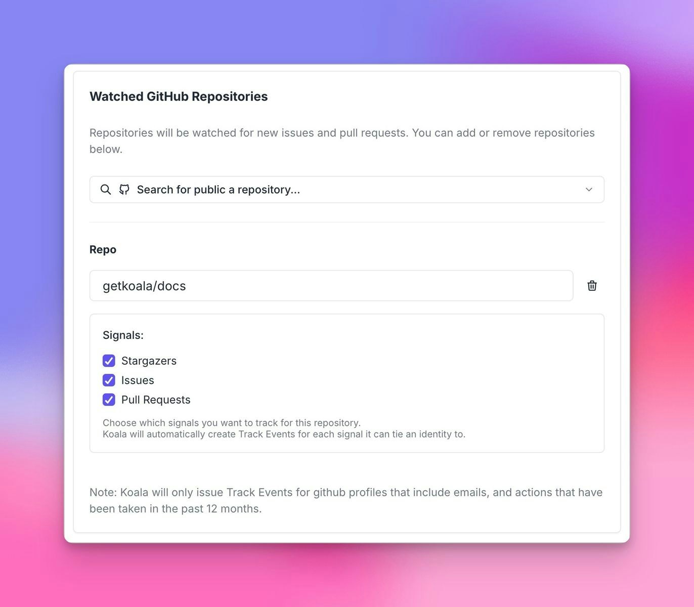 Selected repositories