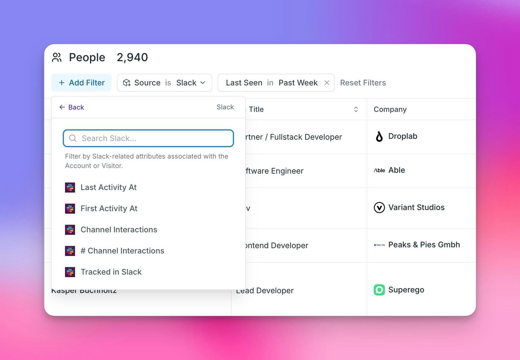 Slack Community filters