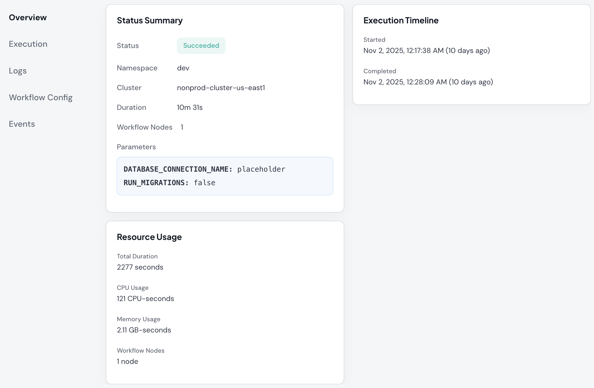 Argo Workflow Execution Details