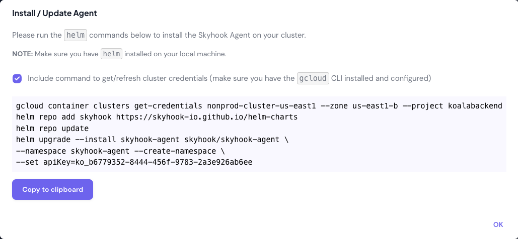 Helm install command in terminal