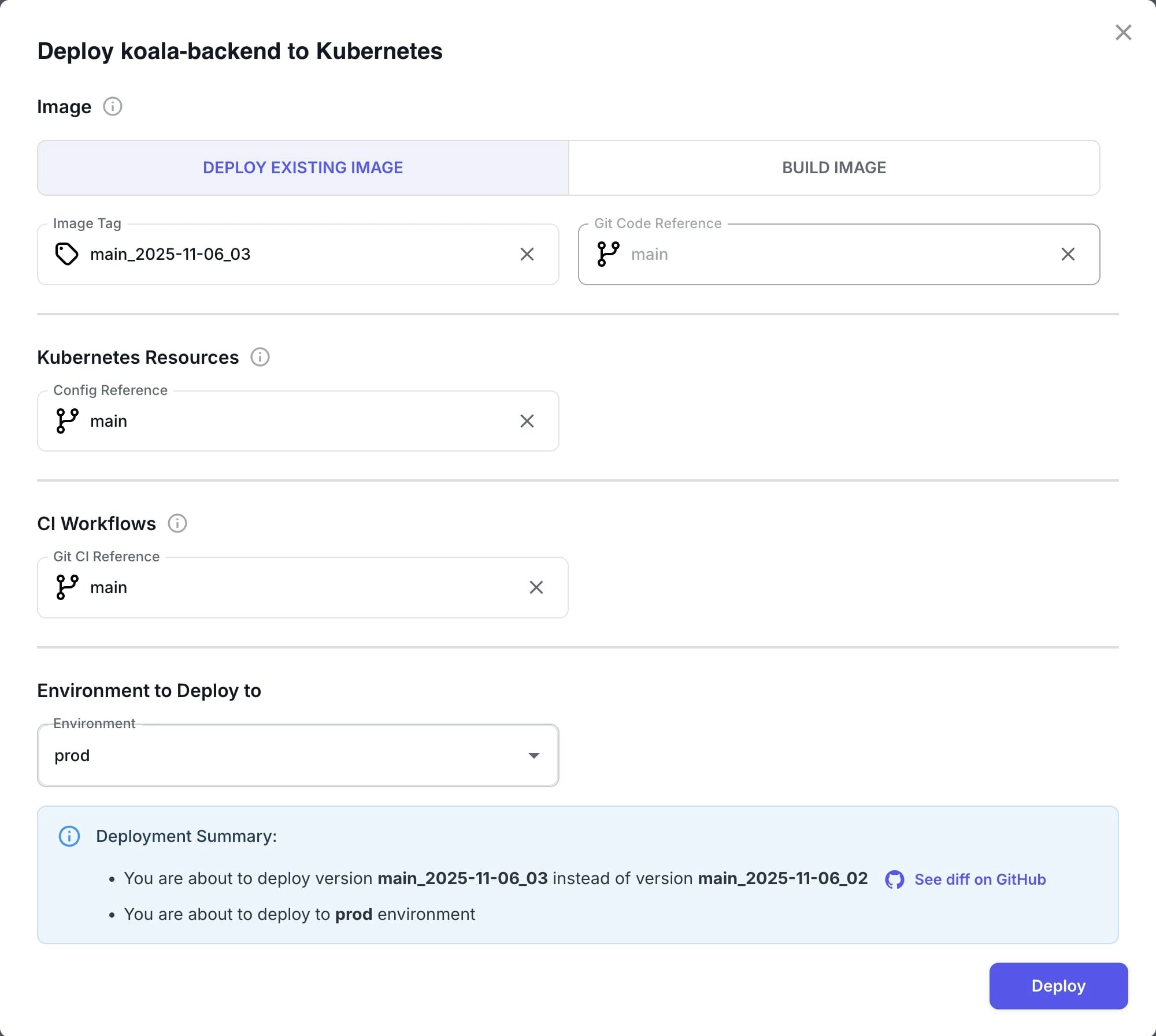Deploy Dialog in Skyhook UI