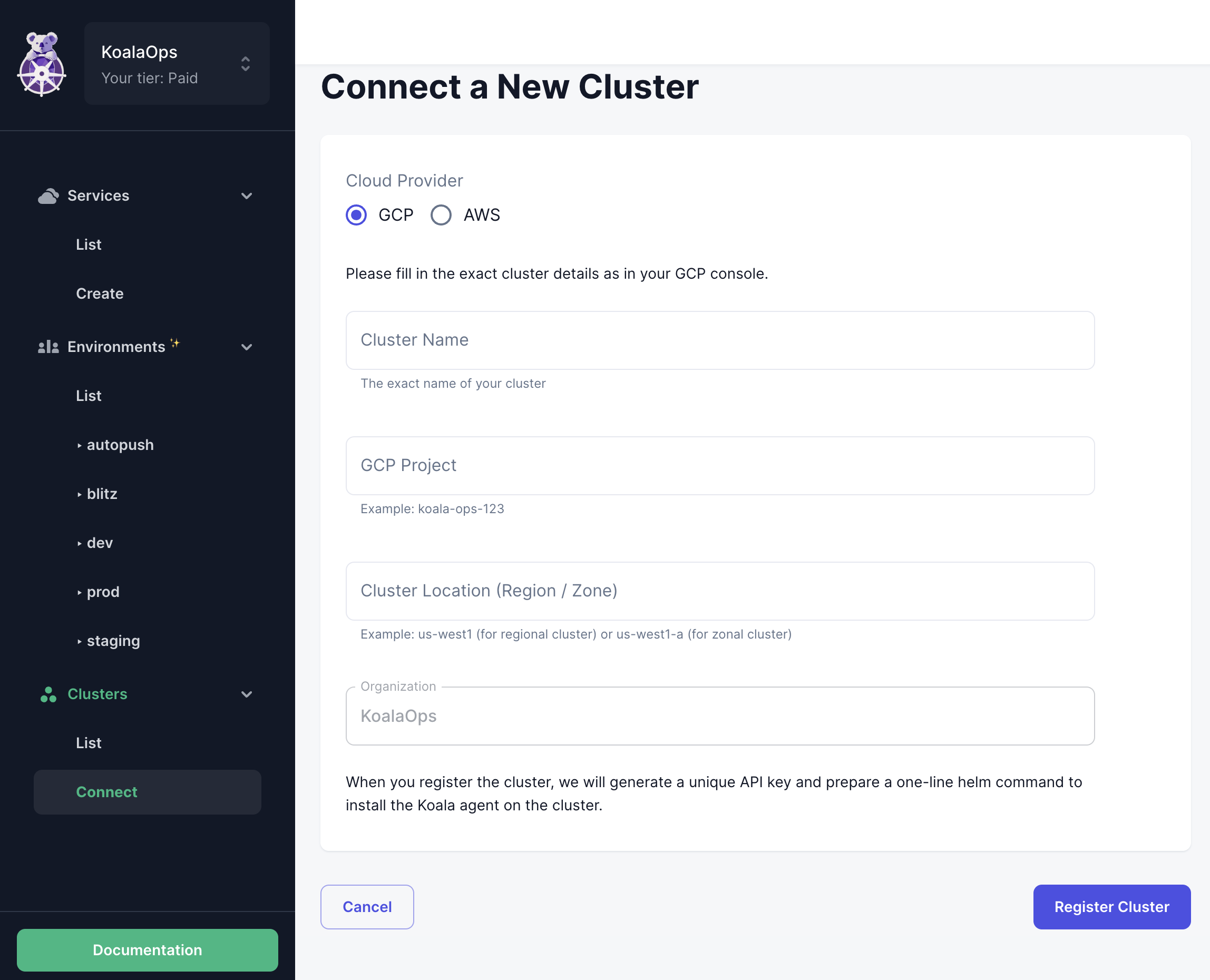 Connect new cluster