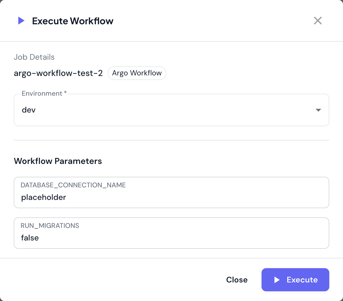 Execute Workflow Dialog