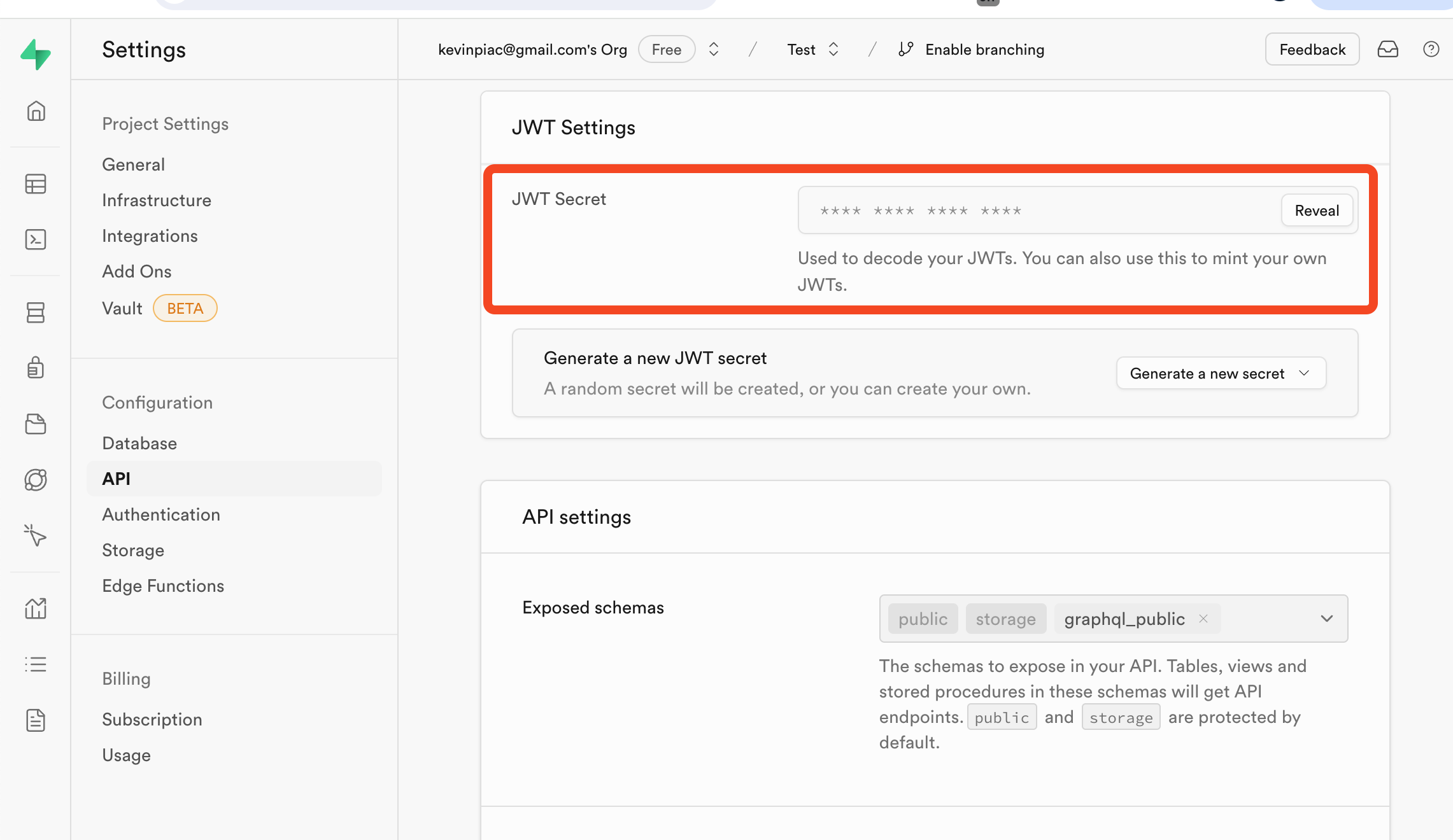 Supabase JWT Secret Key