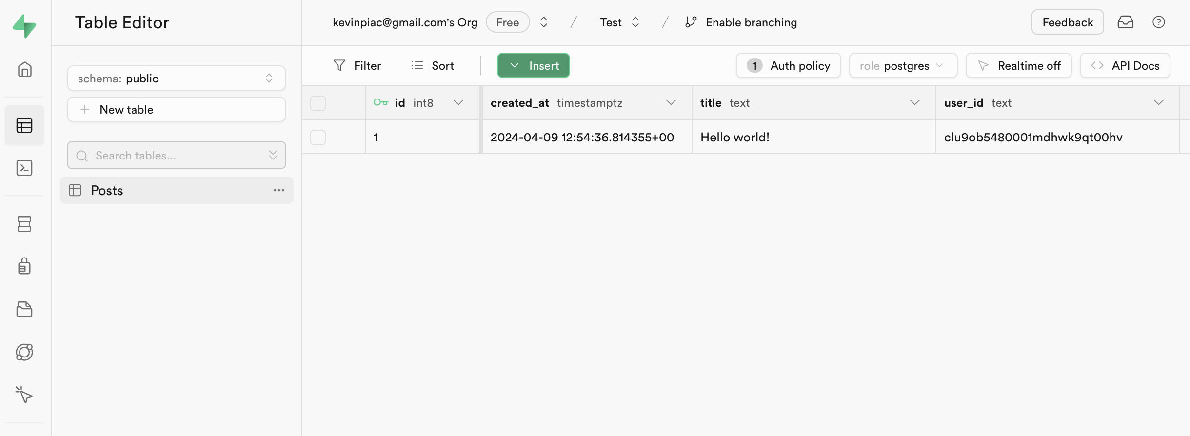 Supabase Post Created