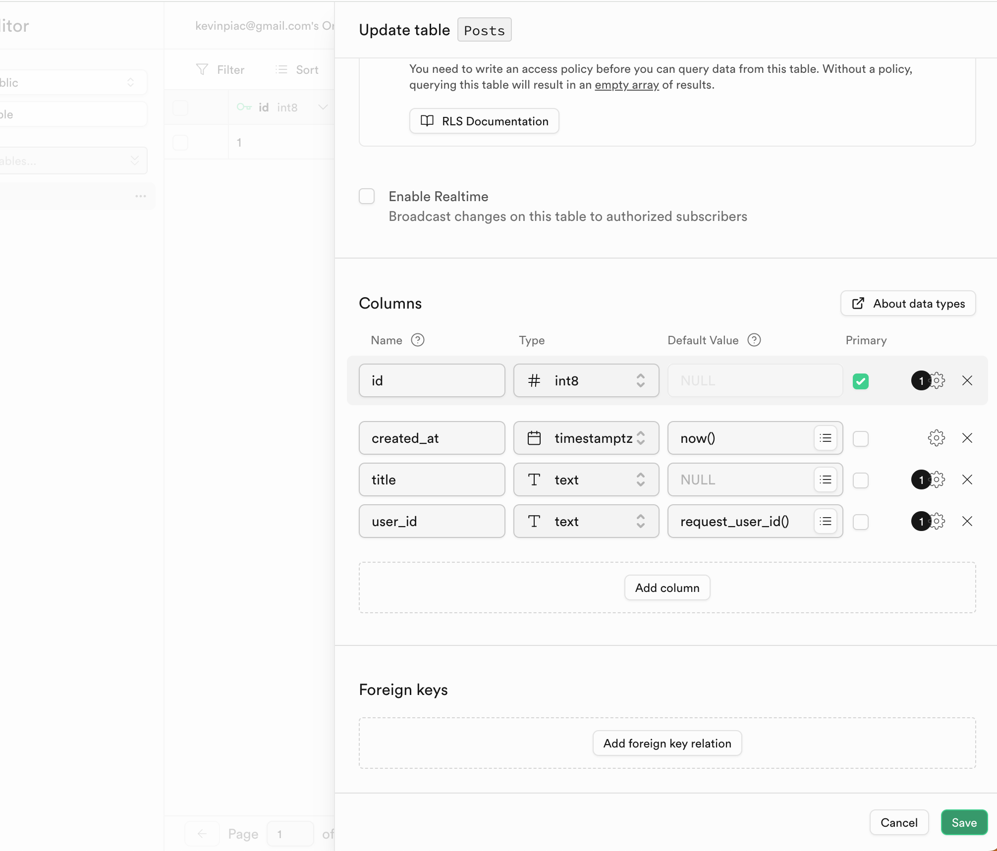 Supabase Posts Table