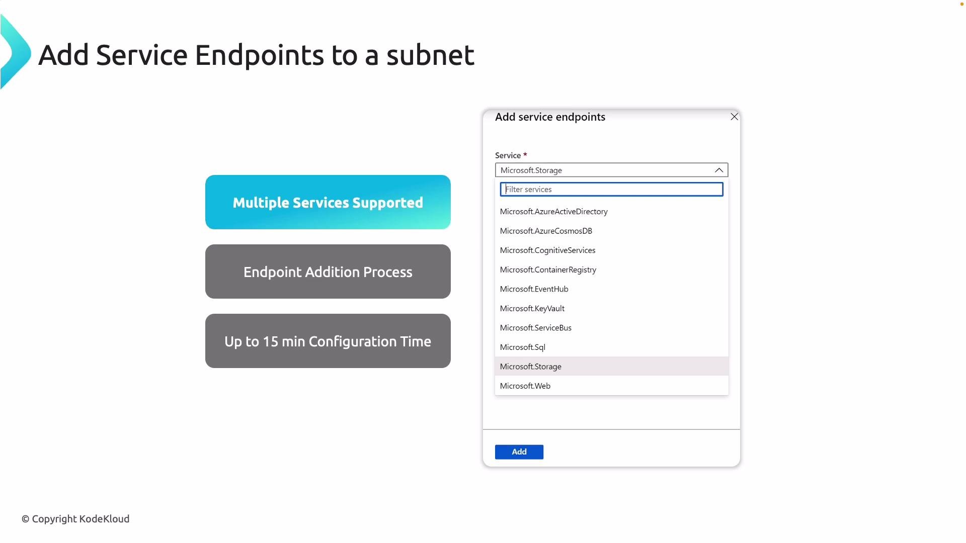 Multiple Network Endpoints What is Service Endpoint - KodeKloud
