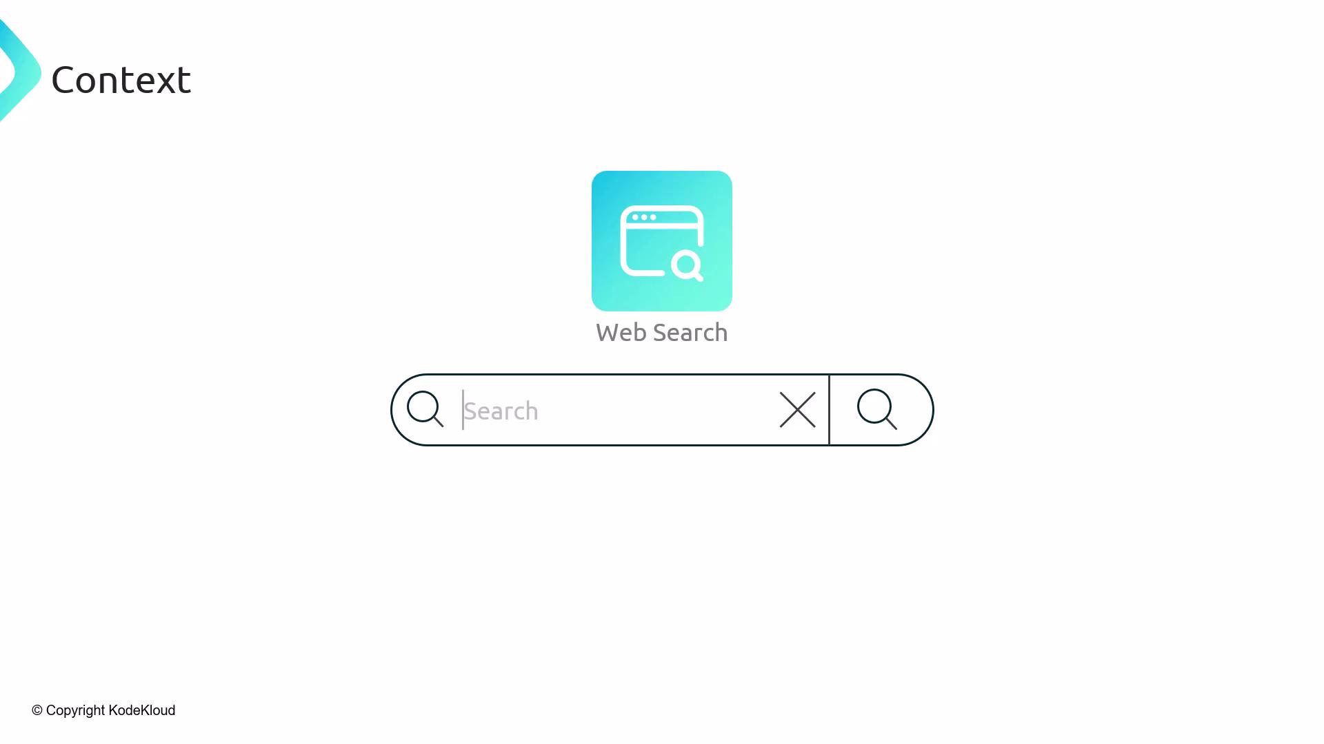 The image shows a web search icon above a search bar interface with a magnifying glass symbol.