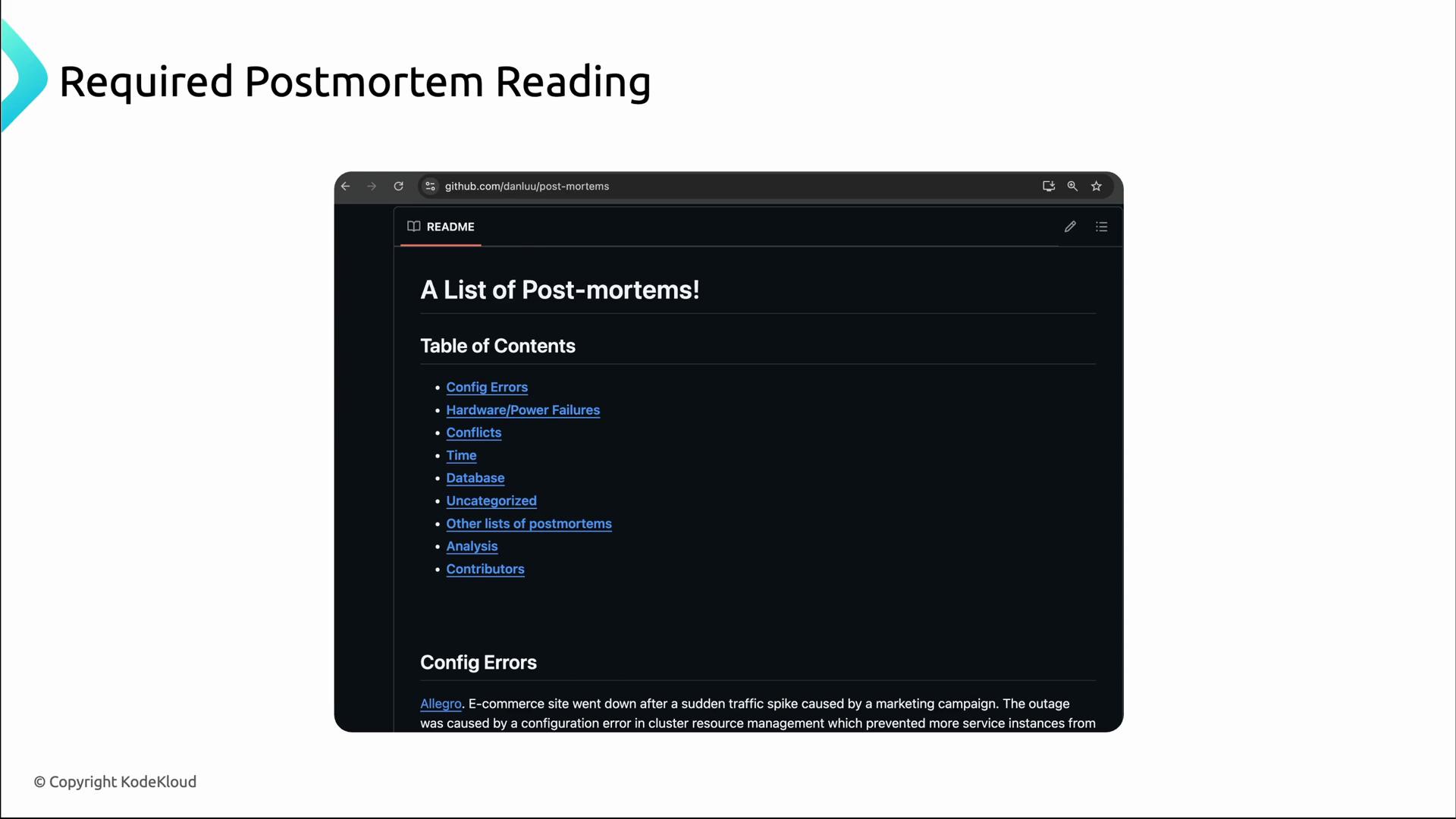 Blameless Postmortem Culture - KodeKloud