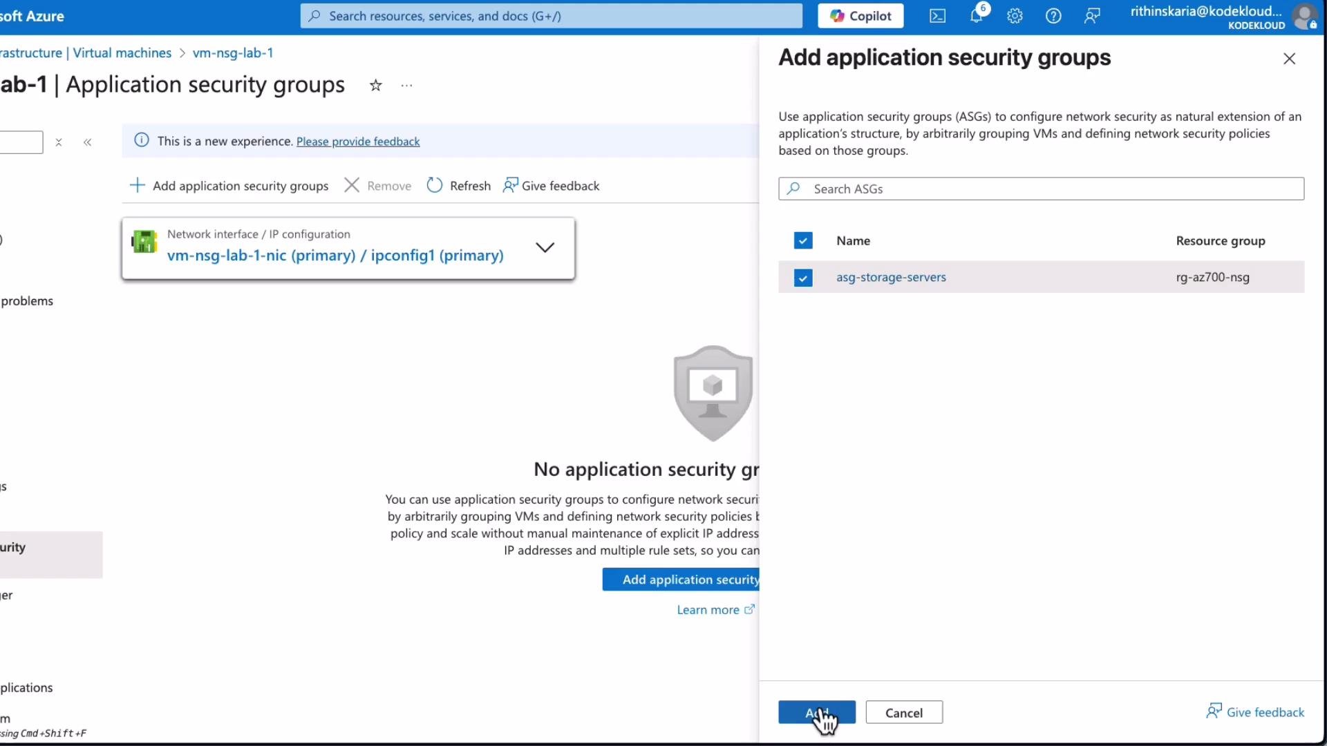 Application Security Groups ASG KodeKloud