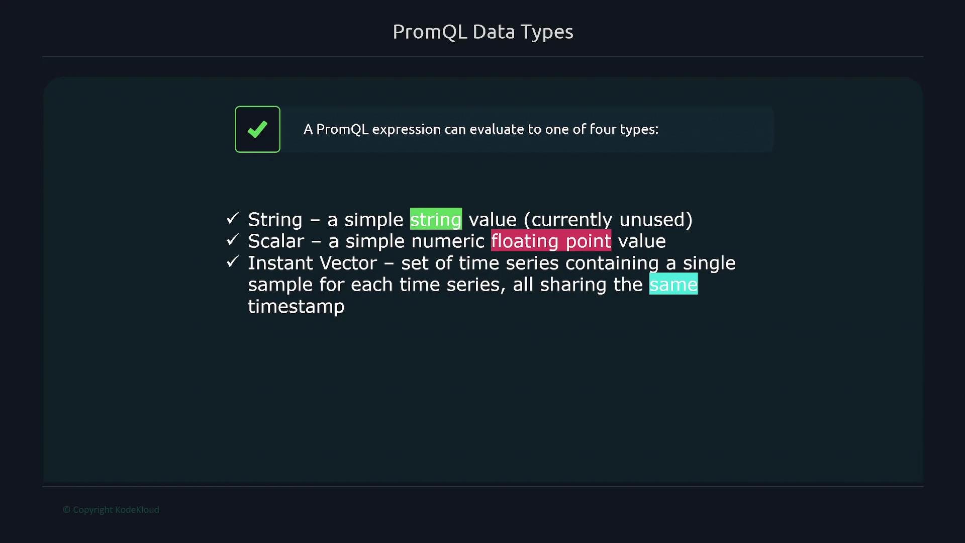 Promql Data Types Introduction - KodeKloud