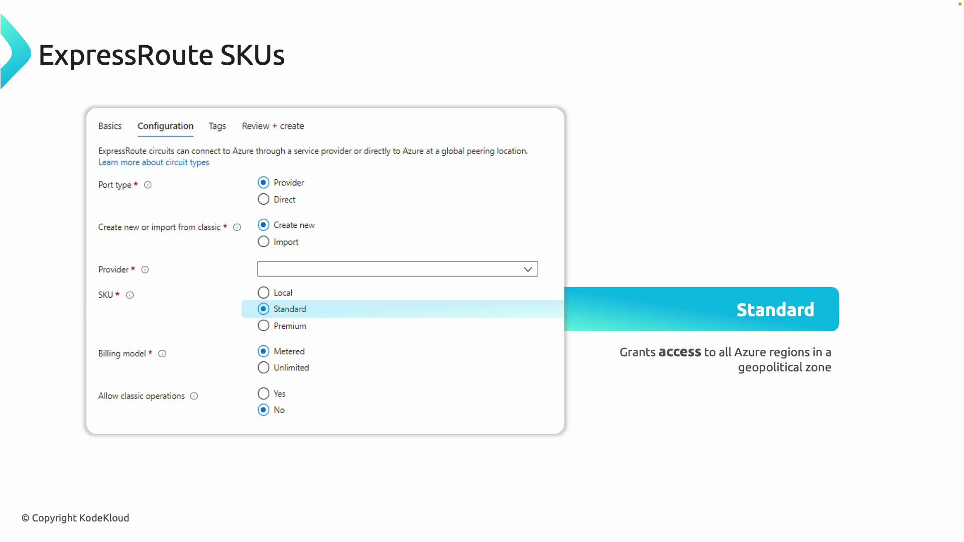 ExpressRoute SKUs - KodeKloud