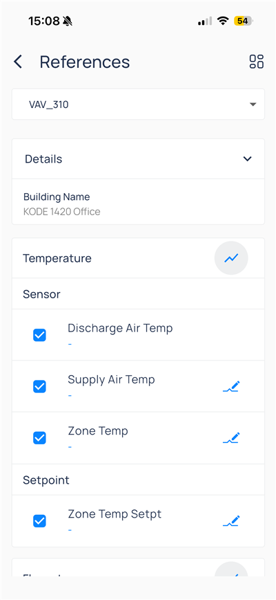 References for VAV_310 with temperature sensors and zone temperature setpoint