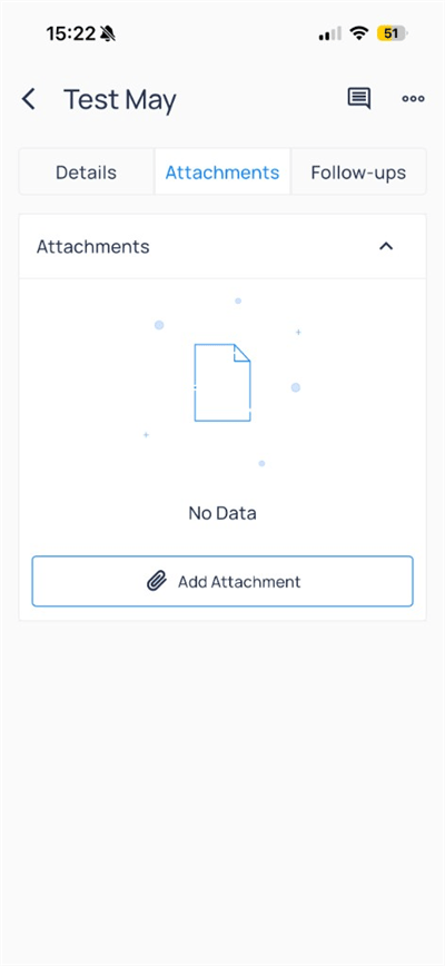 Work order Attachments tab with Add Attachment button