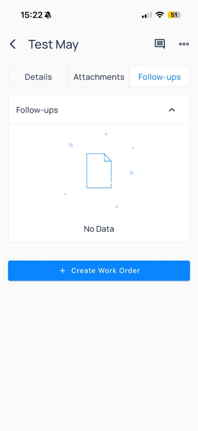 Follow-ups tab with Create Work Order button