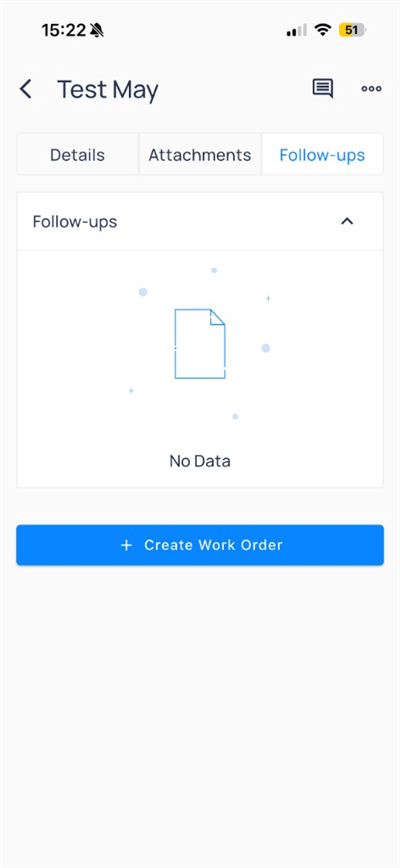 Follow-ups tab with Create Work Order button