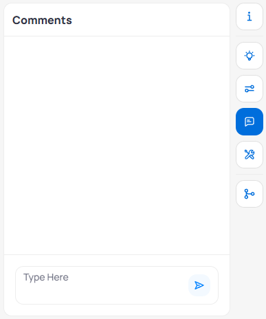 Fault report showing the Comments panel with a Type Here text input field and a send button