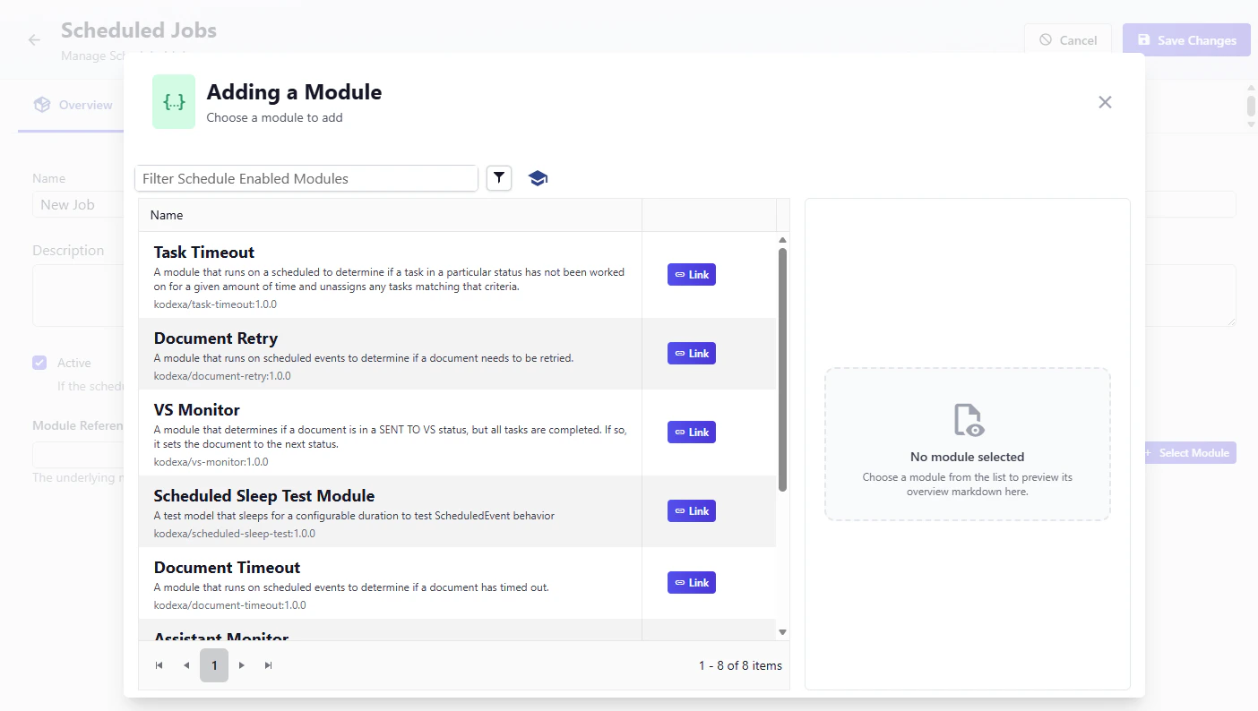 Module Selection Dialog