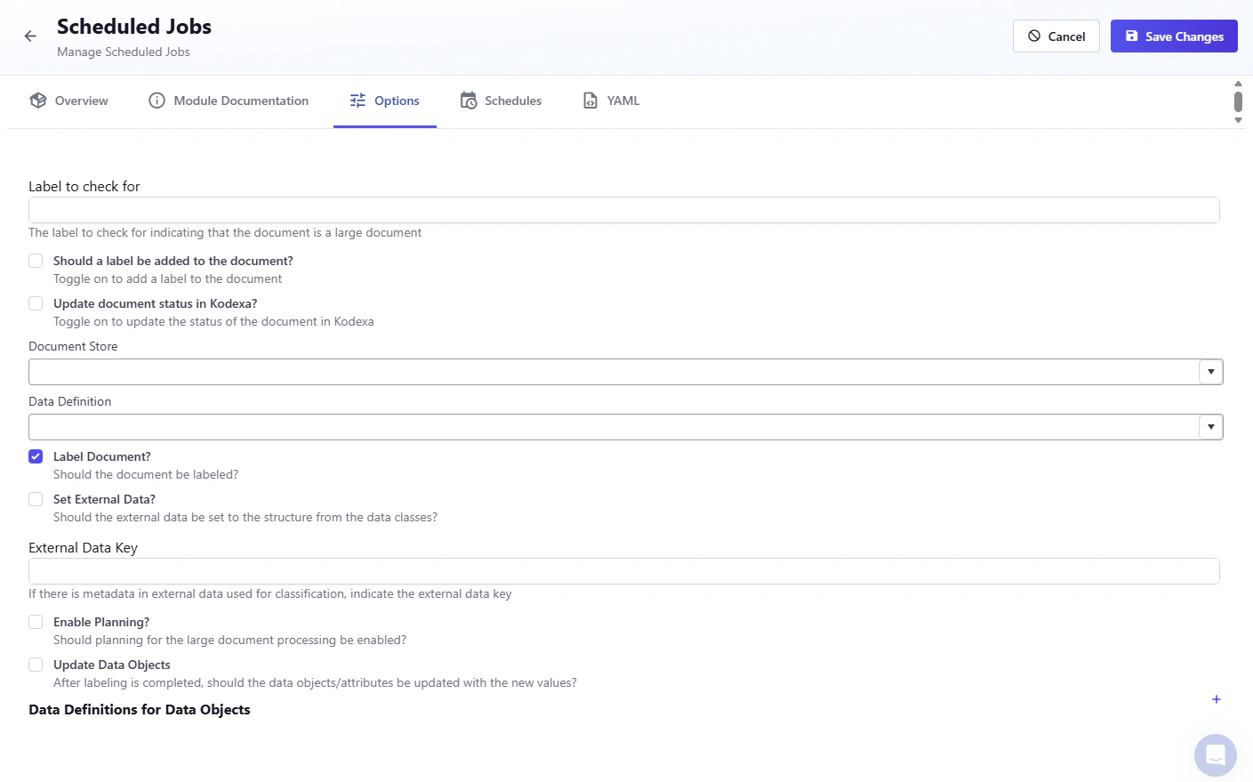 Options Tab - Before Configuration