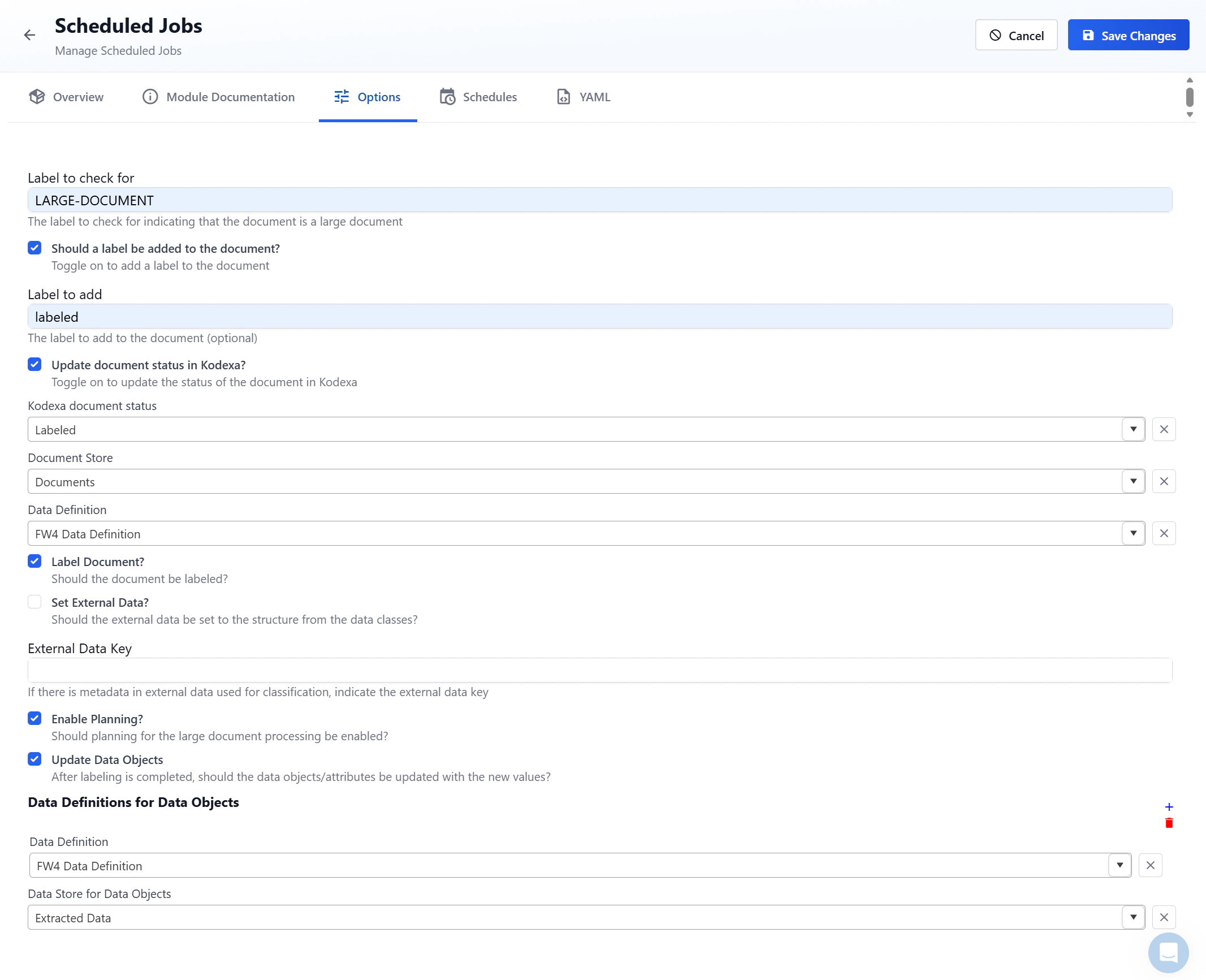 Options Tab - After Configuration