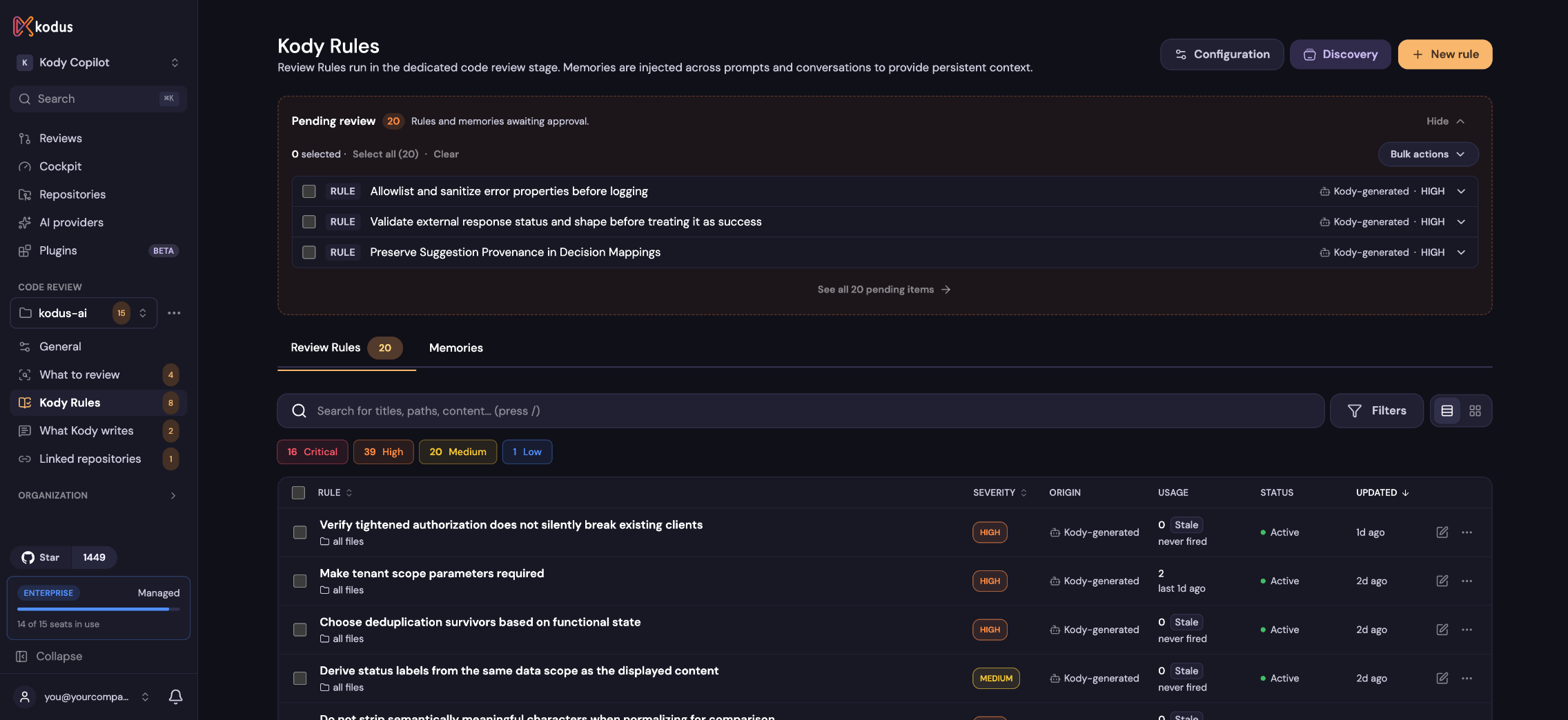 Kody Rules page
