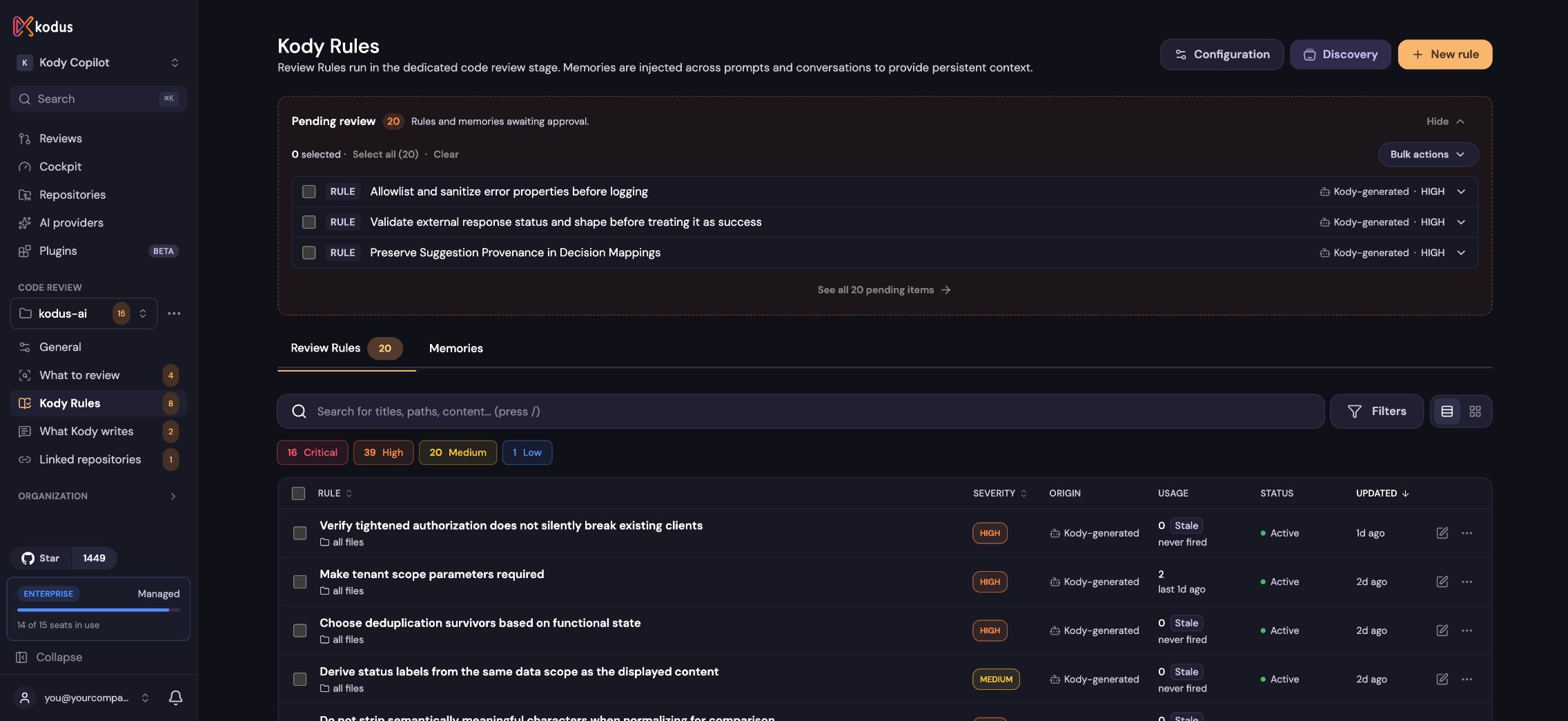 Kody Rules page
