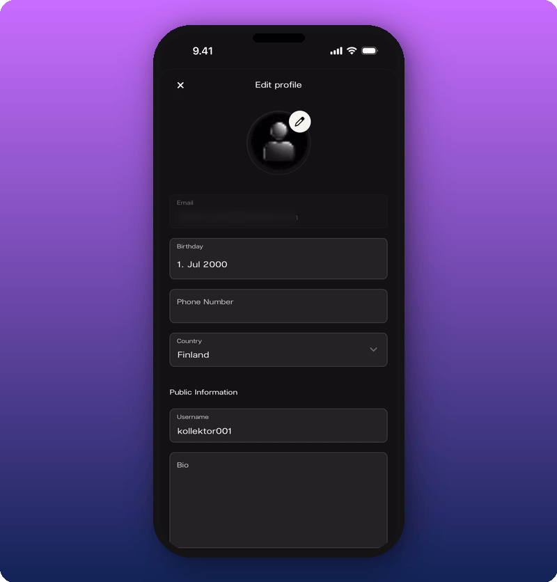 Edit profile form