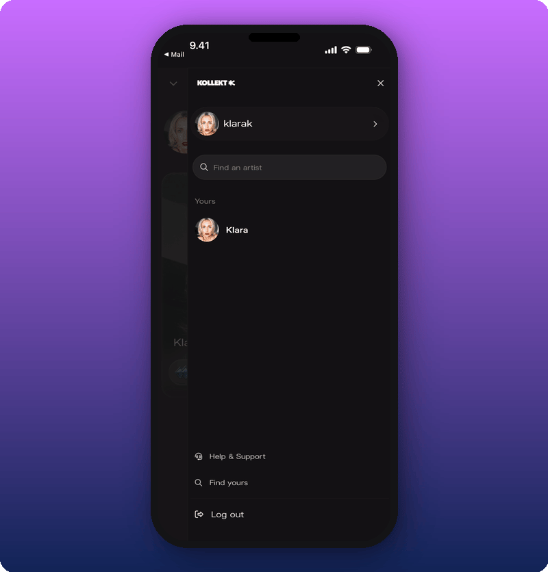 Sidebar menu open