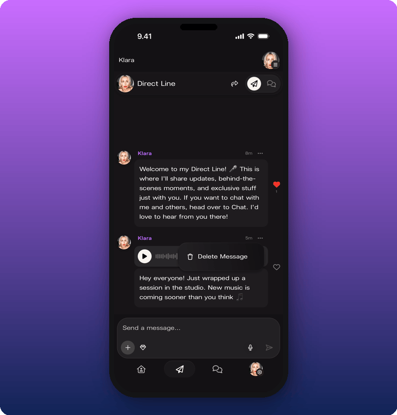 Delete message option