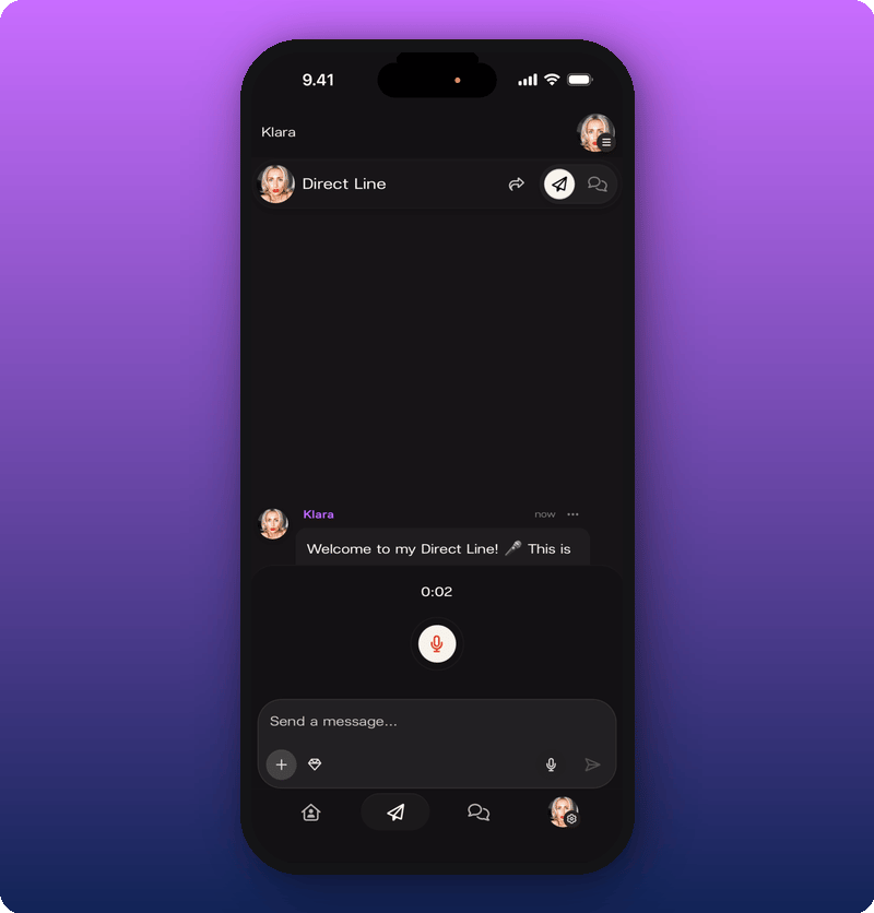 Voice message recording in progress