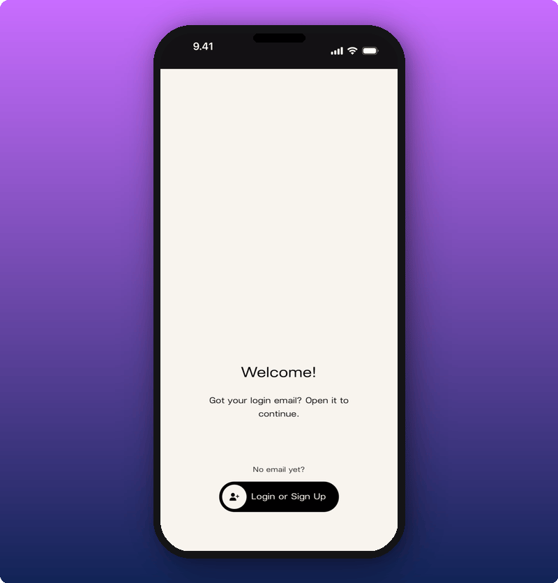 The Welcome screen in the Kollekt app
