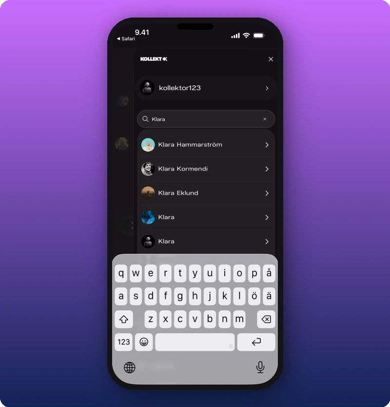 In-app artist search