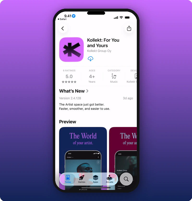 App Store download page