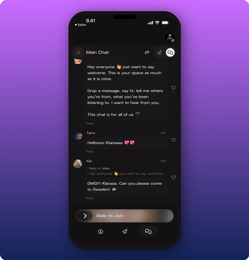 Claimed artist chat before joining