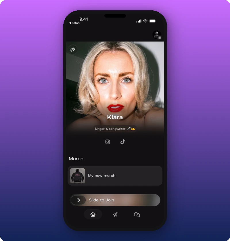 Claimed artist home page before joining